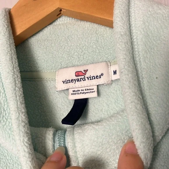 Vineyard Vines Fleece Vest Womens Medium Light Sea Green Full Zip - Picture 3 of 6